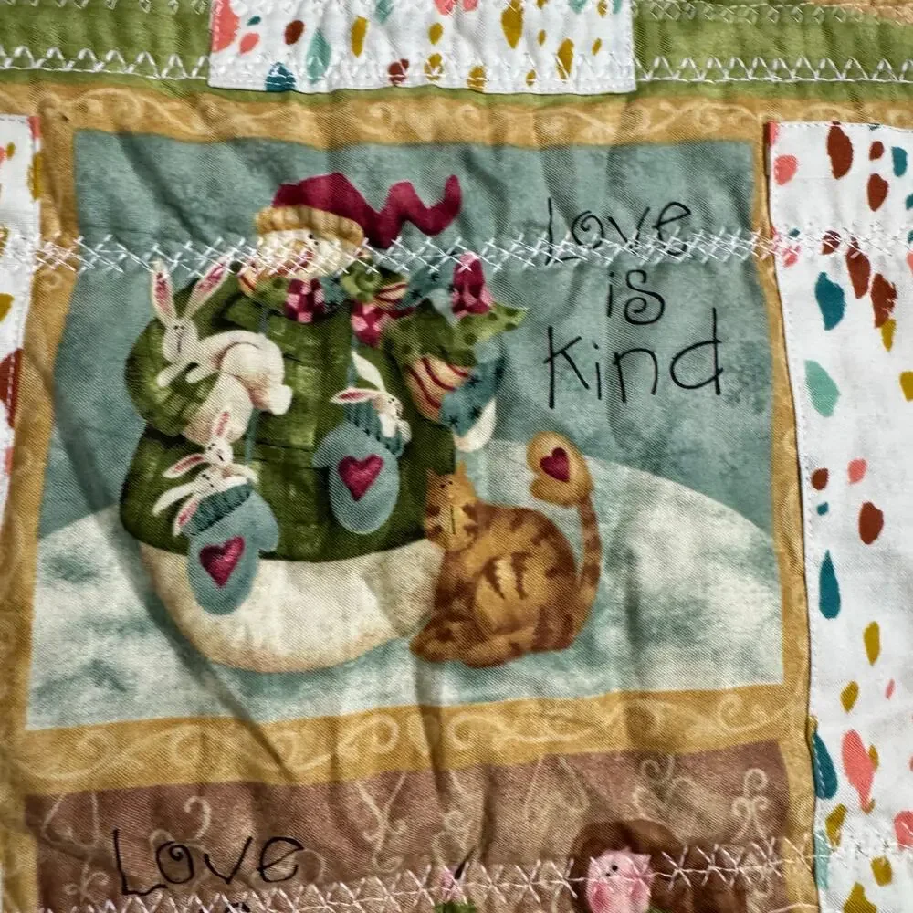 Handmade Reversible Quilted Table Runner Home Sweet Home Love is Kind Christmas